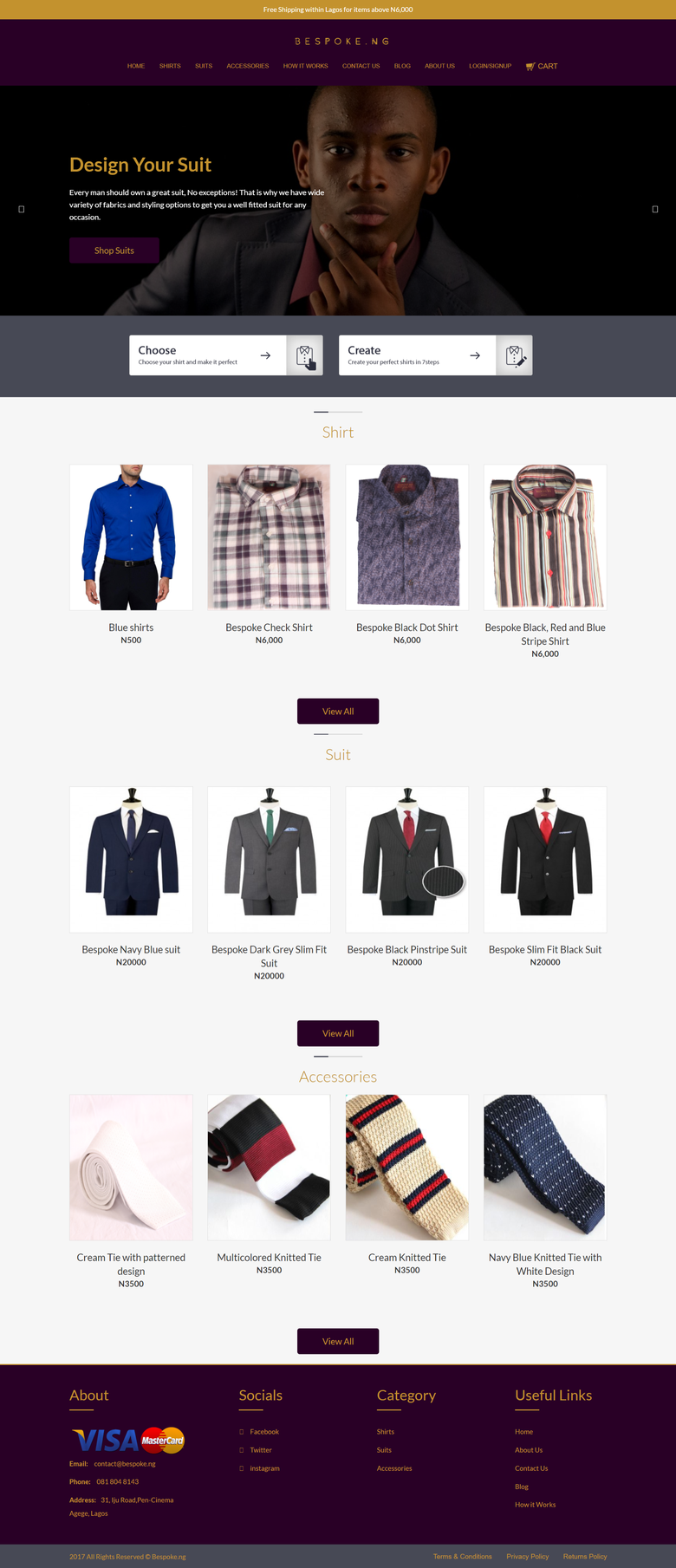 http://www.bespoke.ng online Custom Tailored Menswear