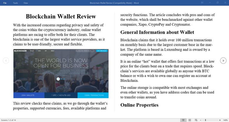 Blockchain Wallet Article