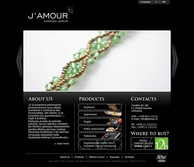 J&#039;amour web site design