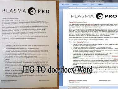 JPEG To Word/Doc/Docx Convert