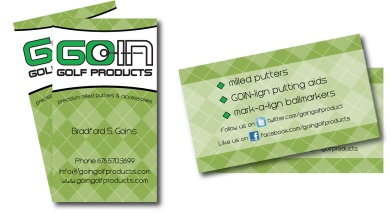 GOIN Golf - logo, cards, head covers, packaging, website