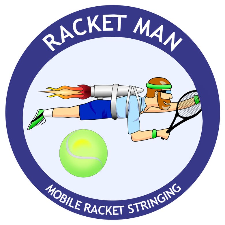 Logo for a mobile tennis racket restringing service...