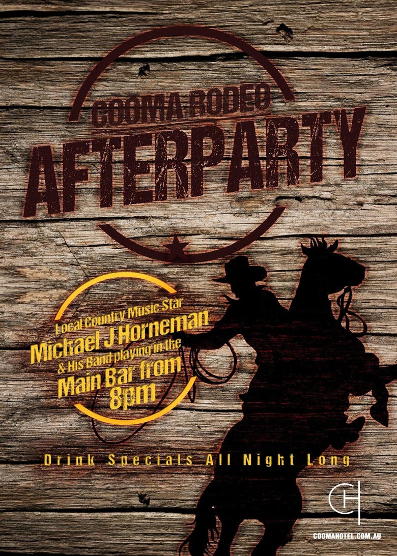 Cooma Hotel Rodeo Afterparty POS, Poster and Facebook Cover