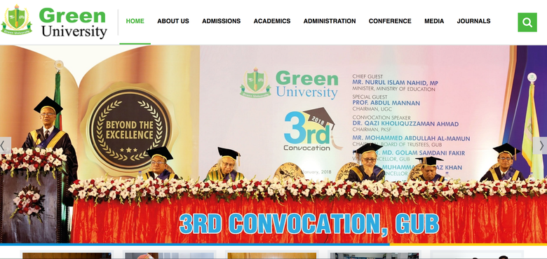 WELCOME TO GREEN UNIVERSITY OF BANGLADESH (GUB) Website.