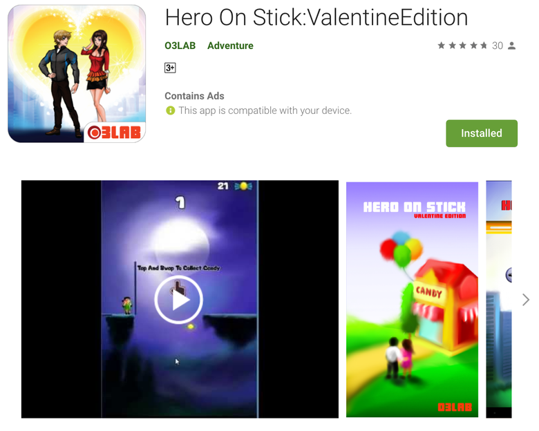 Hero On Stick:ValentineEdition [ Unity3d 2D Platformer ]