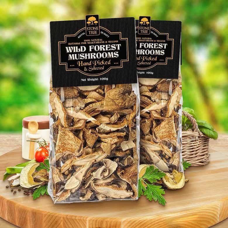 Label design for forest mushrooms