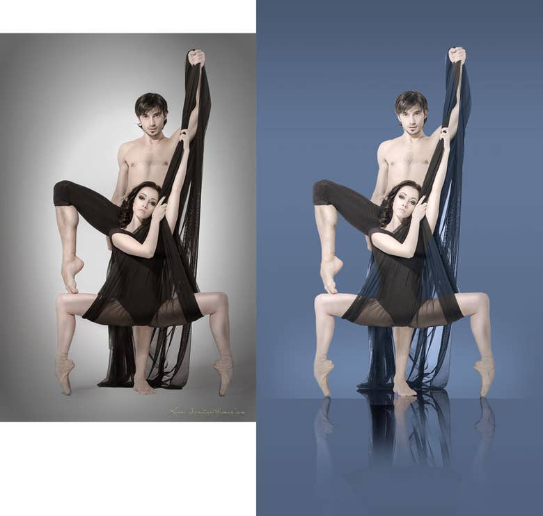 Image with mirror effect for ballet poster(befor and after)