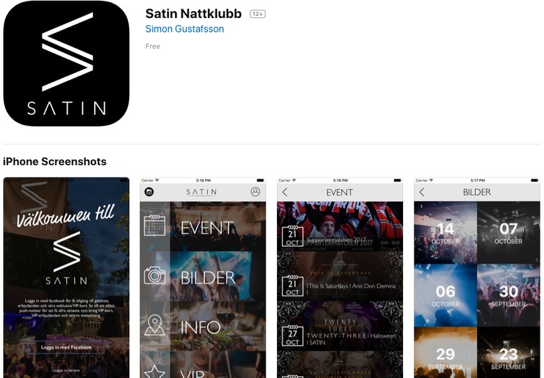 Satin NightClub App