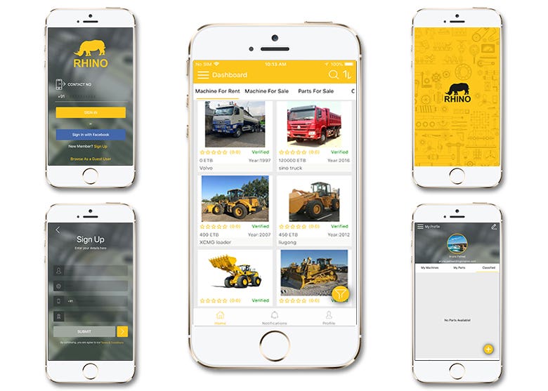 Rhino Machinery Rental (Android And iPhone App)