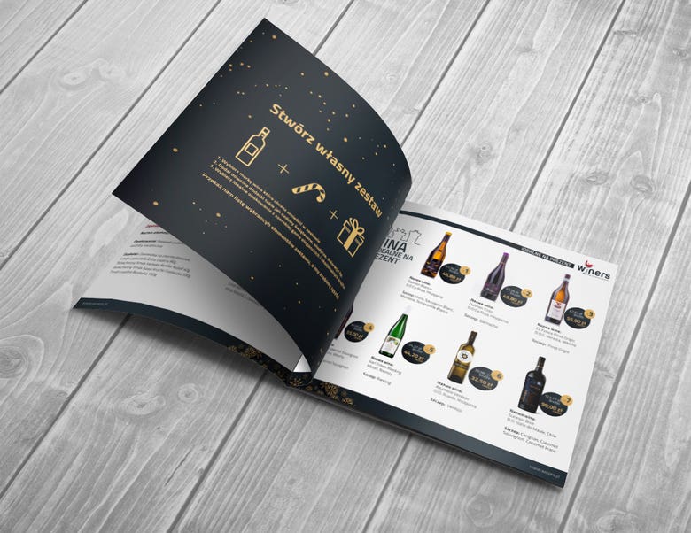 Christmas catalogue for wine distribution company.