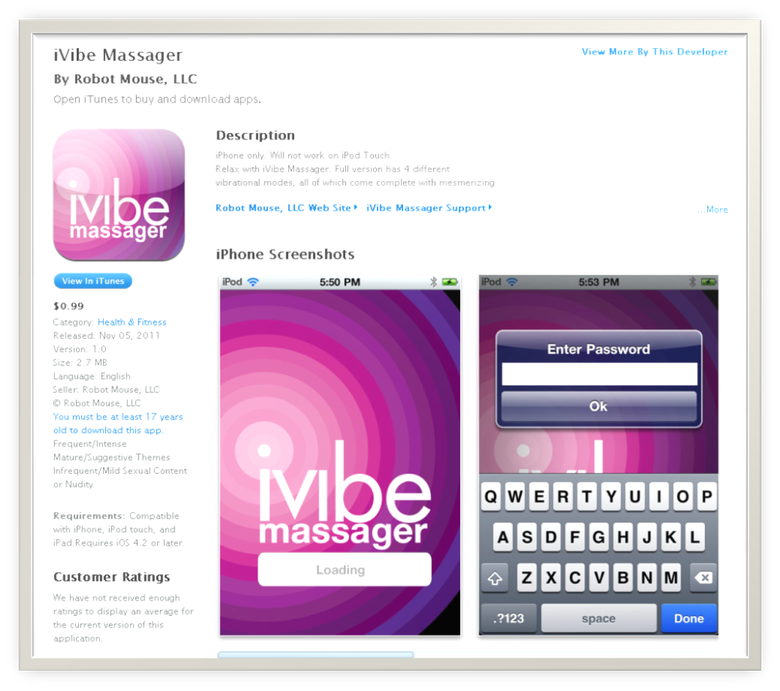 iVibe Massager iPhone Application