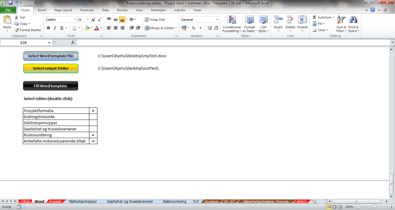 Filling and formatting Word documents from Excel