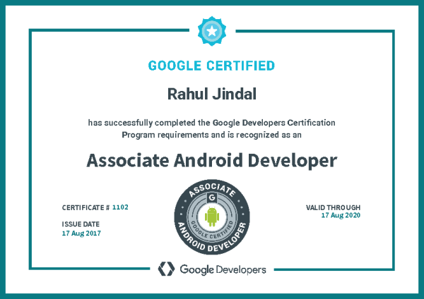 Google Associate Android Developer Certificate