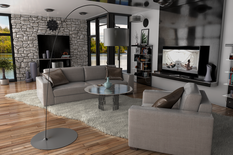Modern living room photorealistic render