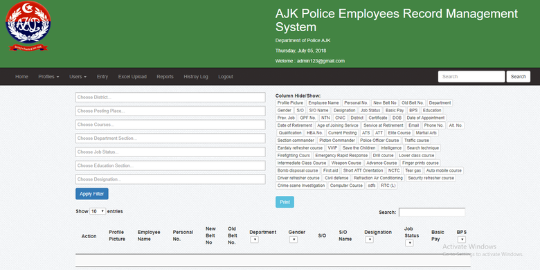 AJK Police - Record Management System
