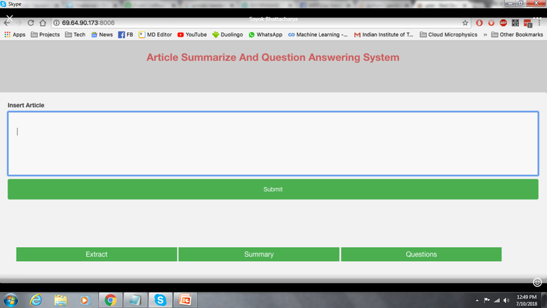 Automated Question Answer System
