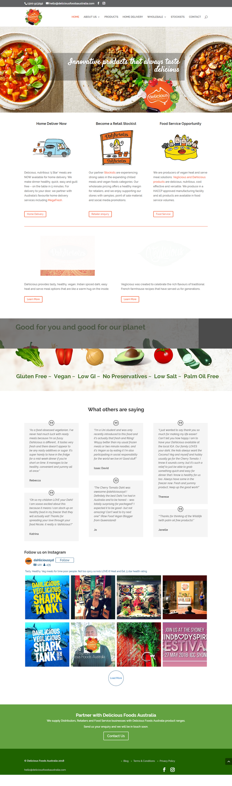 Website design for Delicious foods Austrailia