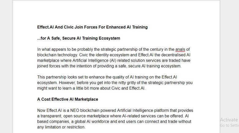 Effect.AI And Civic Join Forces For Enhanced AI