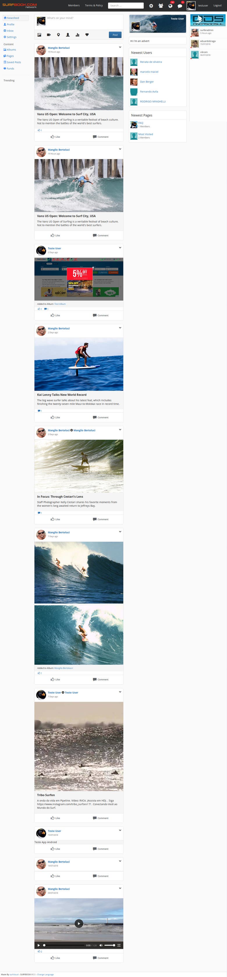 Surf Book Social Network Platform similar with Facebook