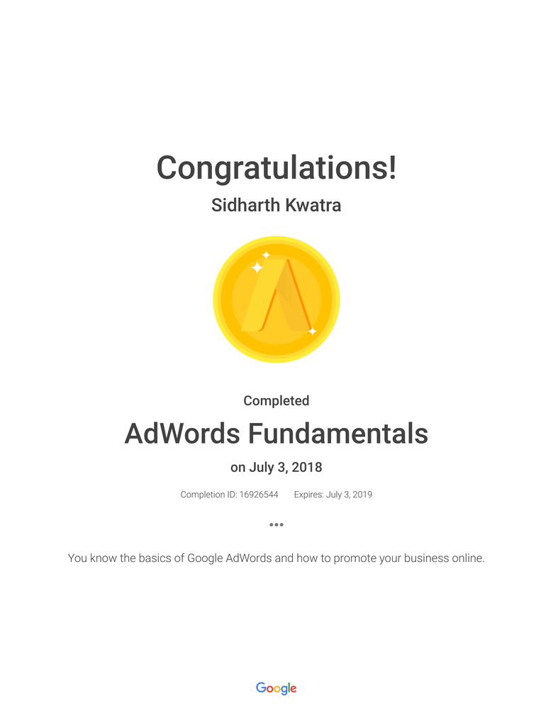 Google Adwords Certifications