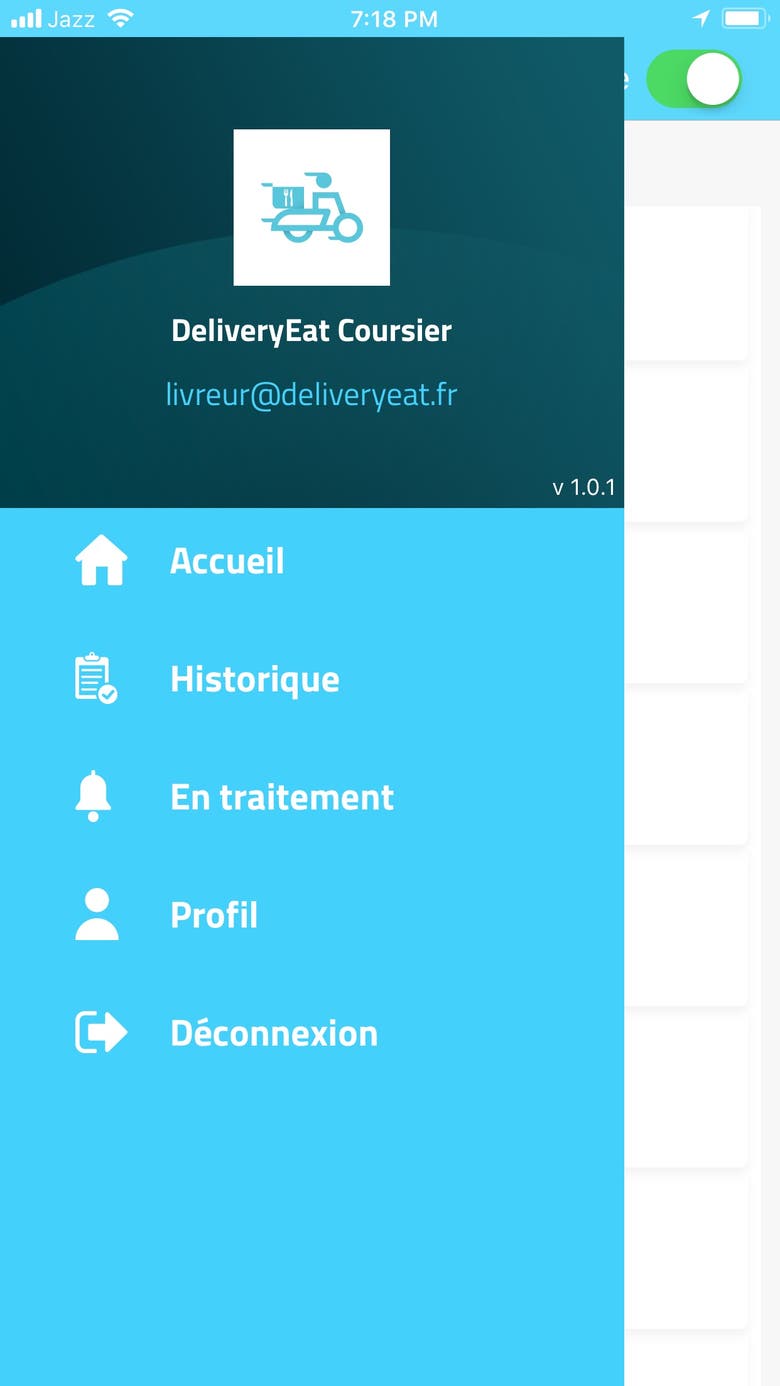 Delivery Eat Android and iOS version for delivery guy.