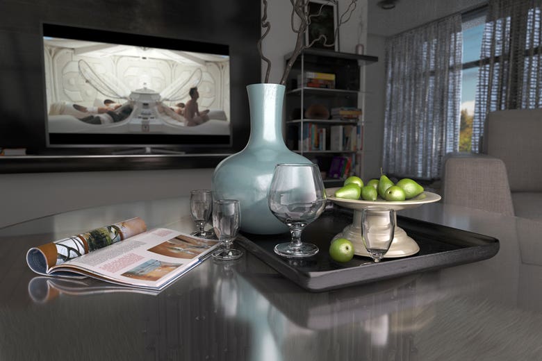 Modern living room photorealistic render