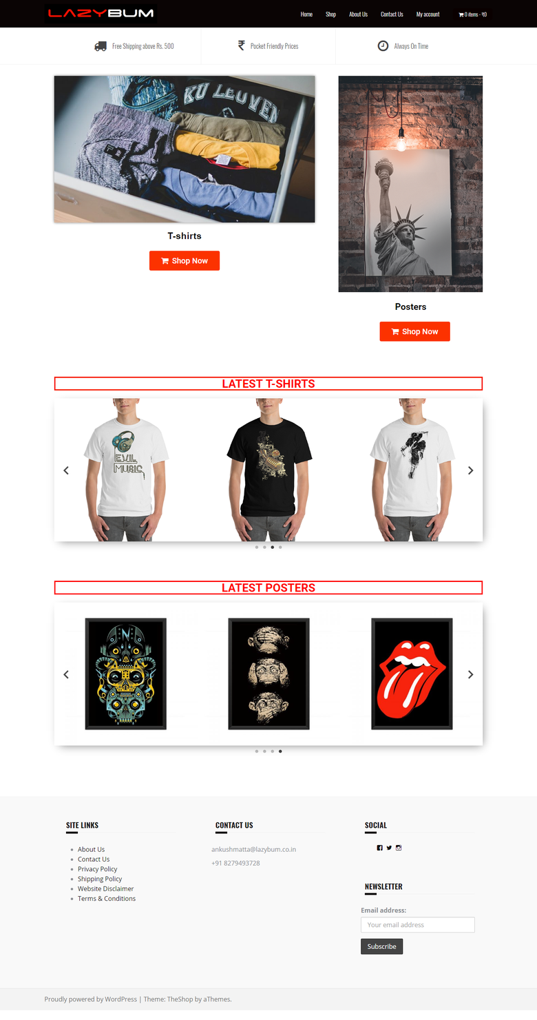 Woocommerce website for tshirts
