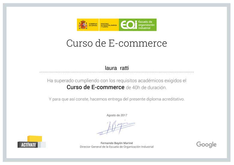Curso E-Commerce- Gobierno de España/Escuela Org. Industrial