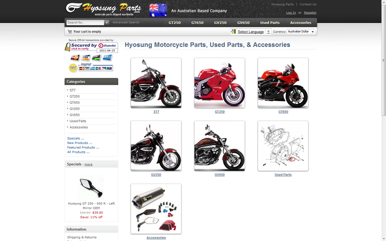 Online eCommerce Motorcycle Parts Store