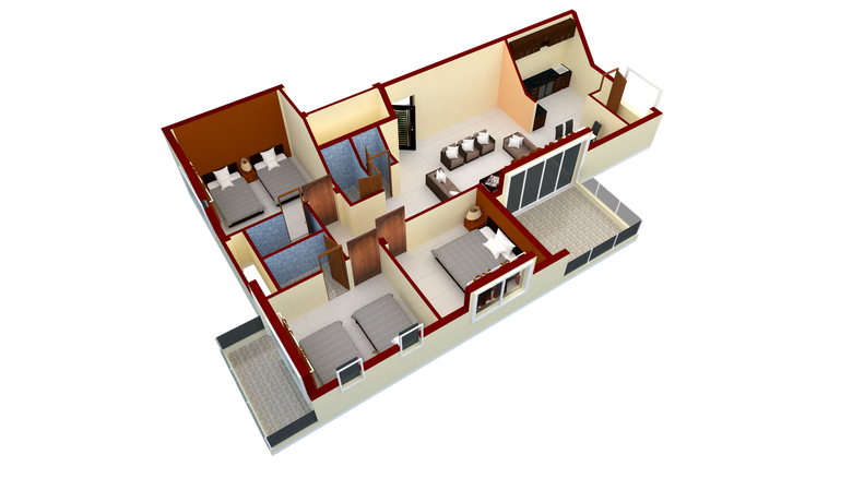 3D renders of a residential apartment
