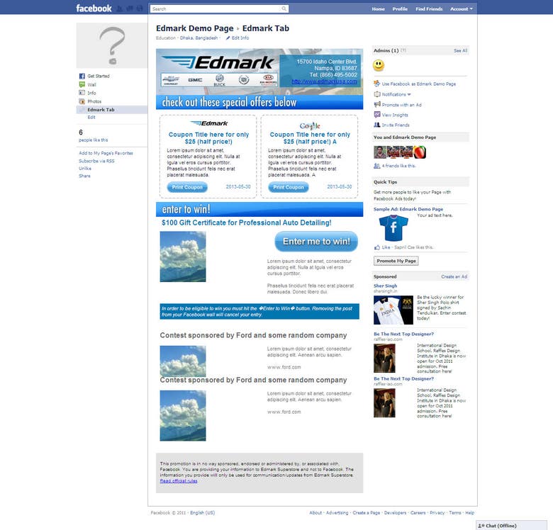 Facebook Application (Fan page) for Edmark