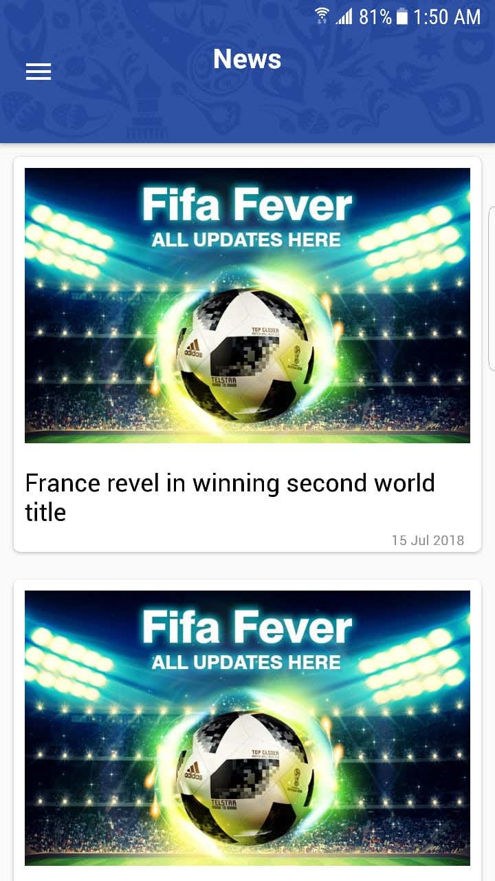 Fifa Fever - Android & iOS Native Apps