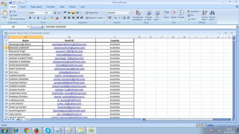 Collect emails from around 500 excel sheets