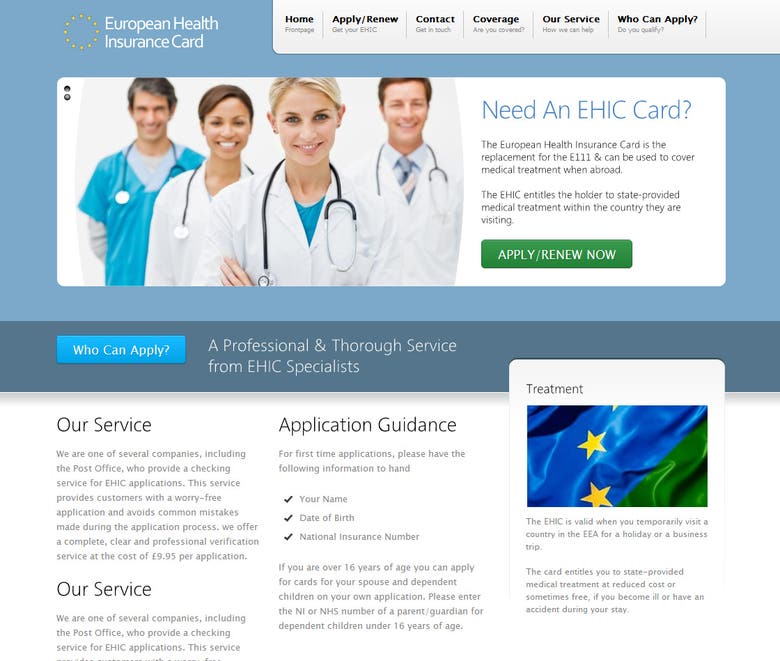 Wordpress Website - EHIC Card