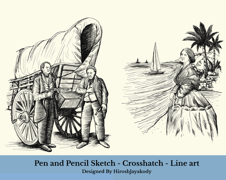 Pencil /Pen Crosshatch Line art