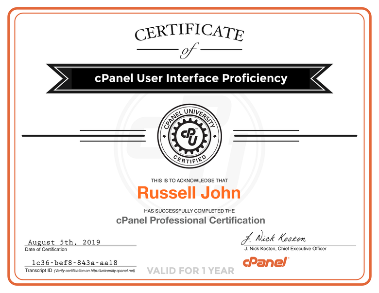 cPanel Professional Certification