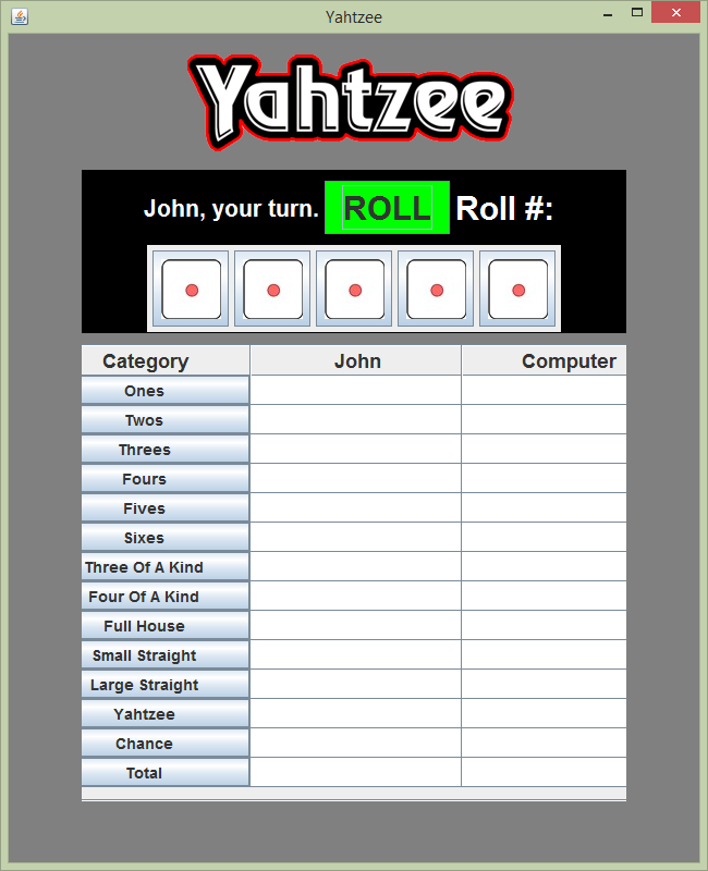 Java, MySql based Yahtzee Game