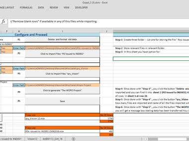 Excel,Macros and VBA development for Project management