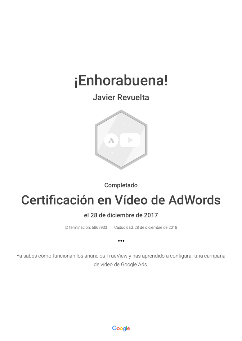 Certificación en Video de Google Ads
