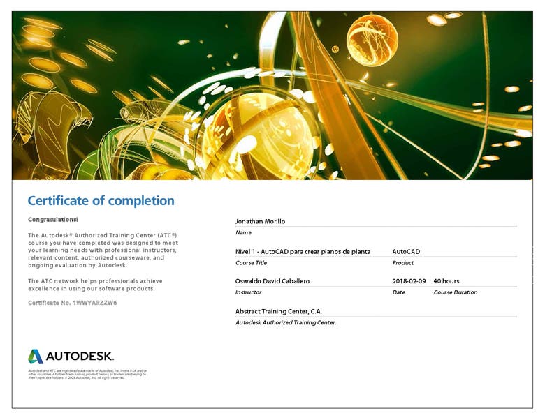 Autodesk / Autocad certification.