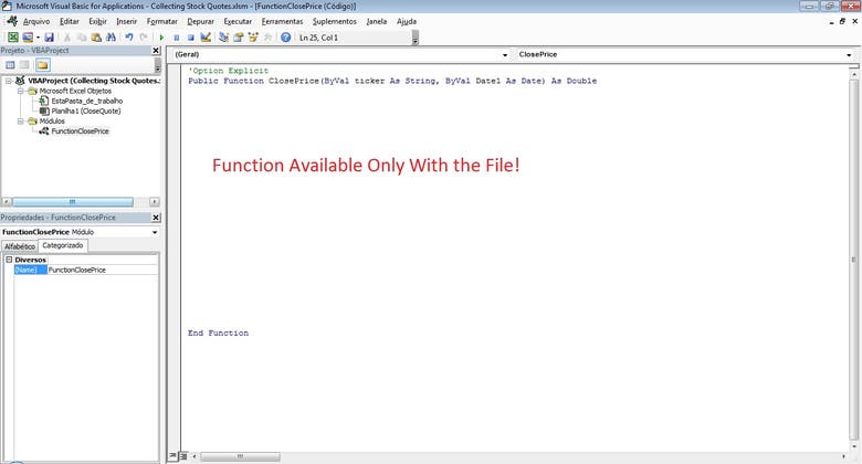 VBA Function to Get Stock Quotes Online