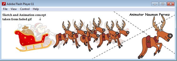 Santa with Sleigh Flying, Running Animation
