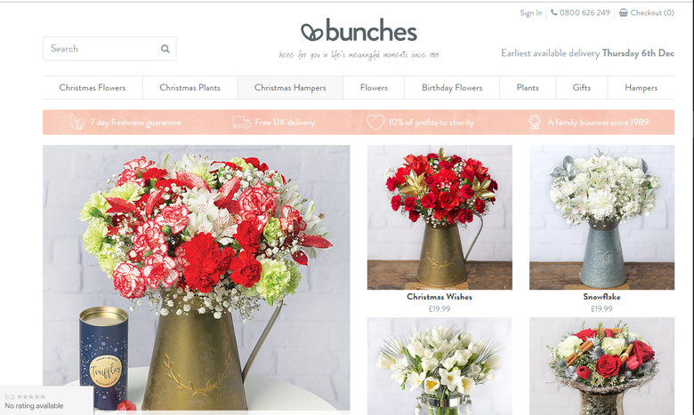 Bunches an eCommerce website