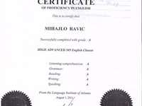 Certificate of proficiency in English