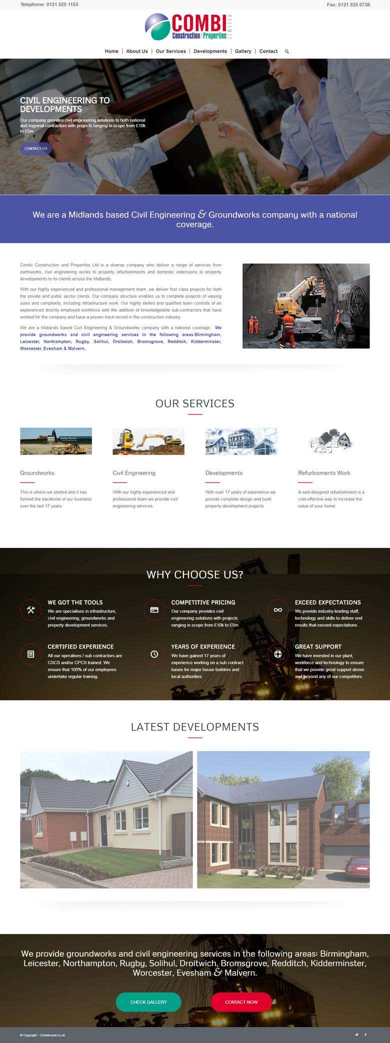 Website for a Construction Company using Enfold Theme