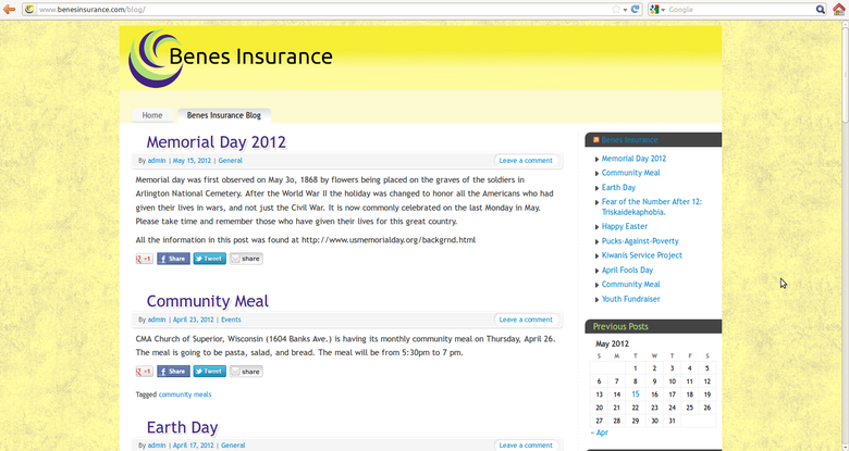 Benes Insurance Website