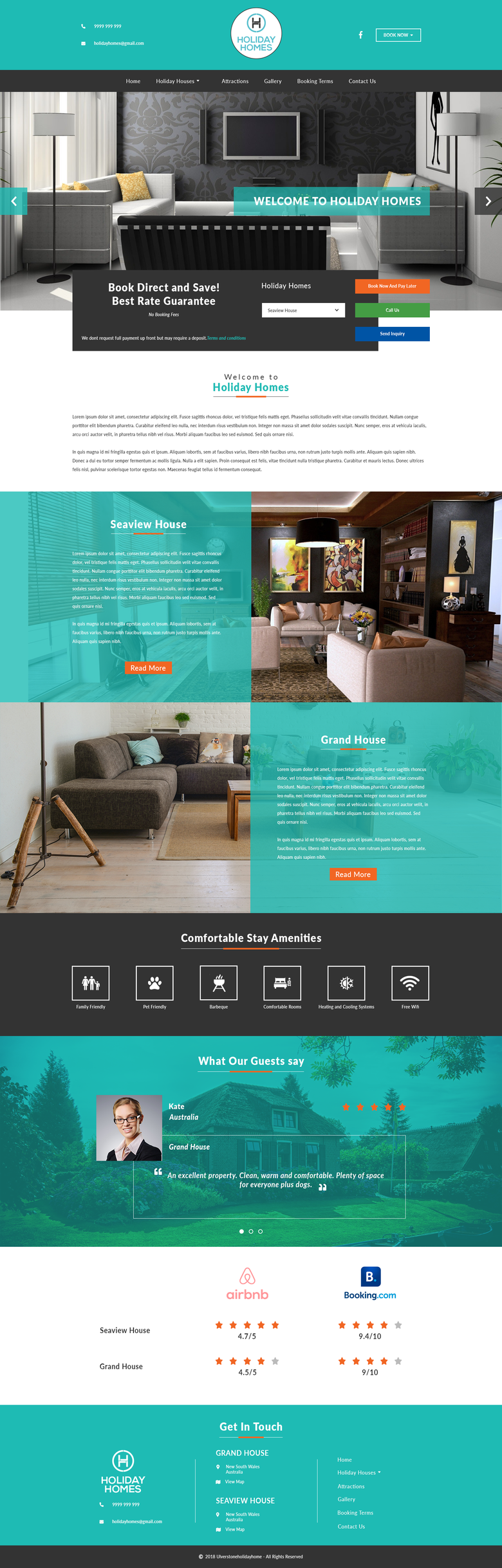 Holiday homes responsive web template
