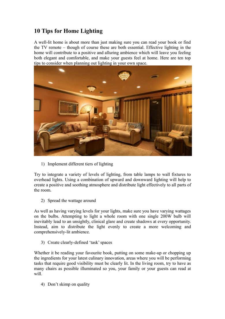Interior design article example