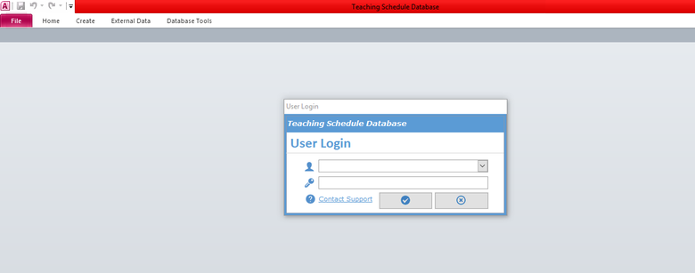 Sample screen shot of MS Access project