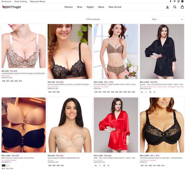 Online lingerie store.